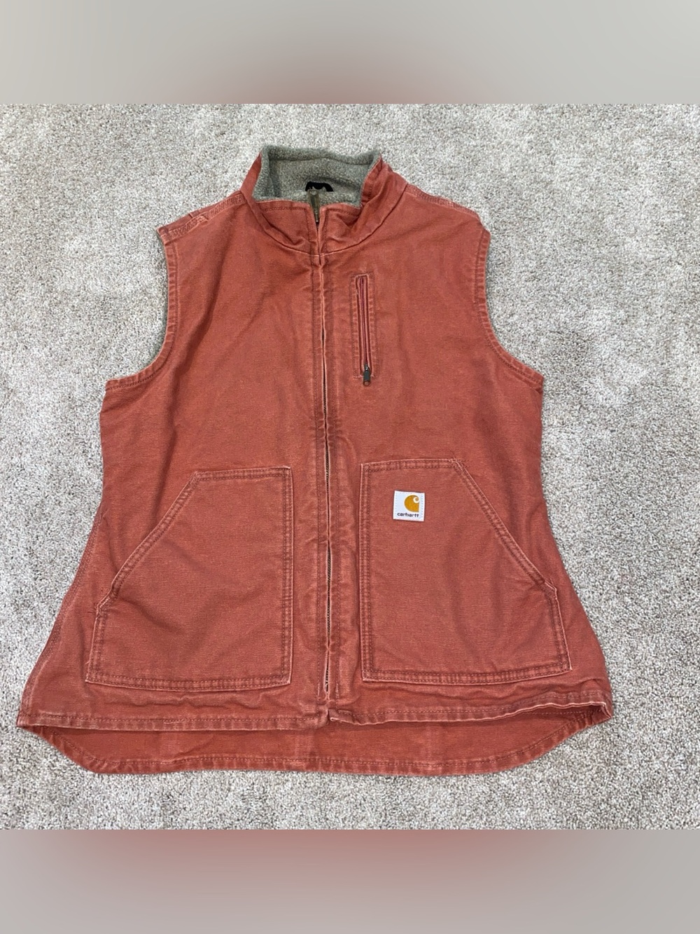 Vintage Carhartt Sherpa Lined Vest WV001 VRS Rose Pink Full Zip Canvas Woman’s M